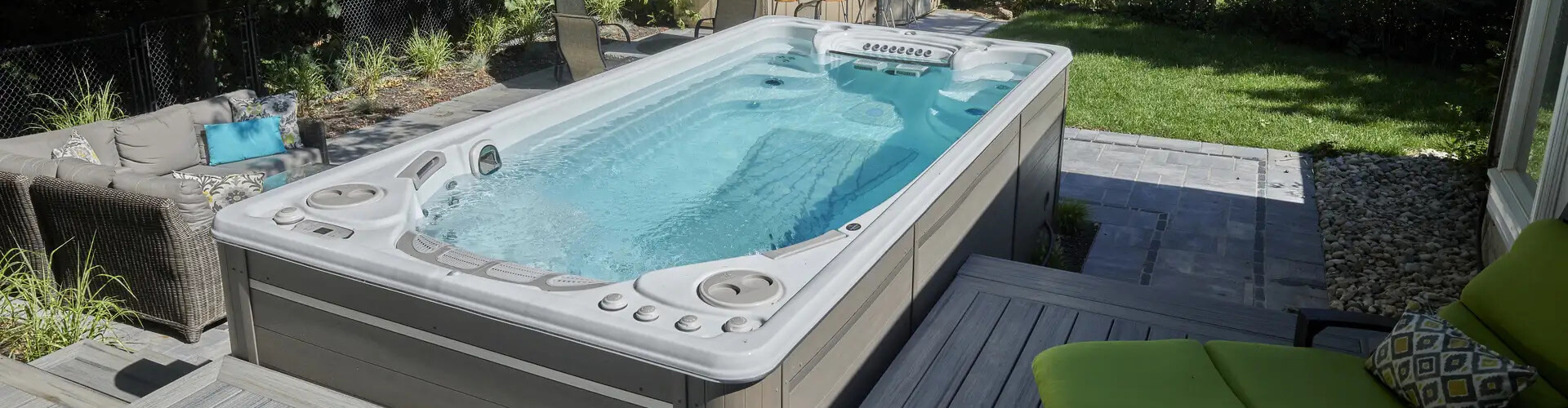 woman laying in plunge pool